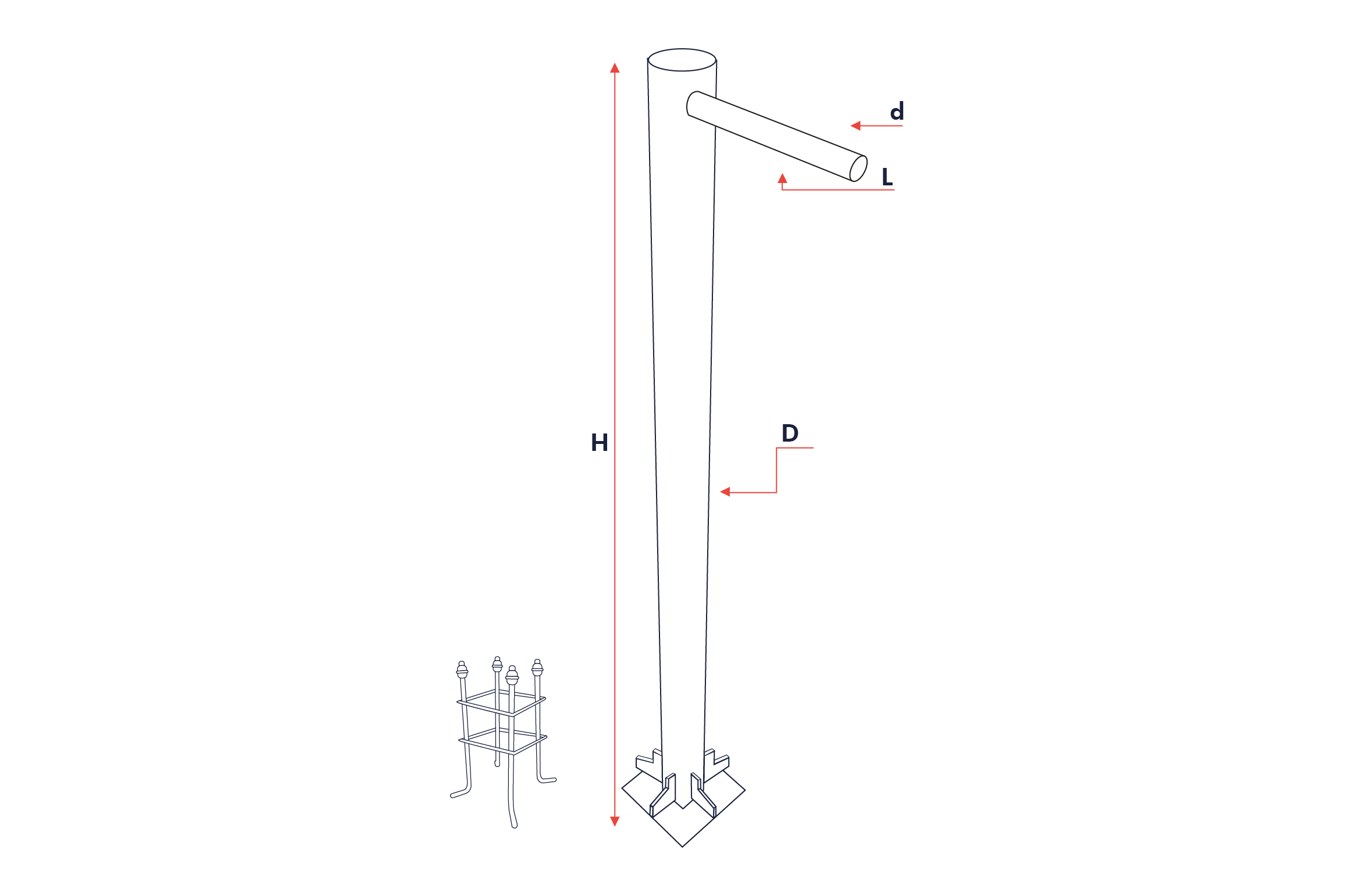 Poste metalico tubular 1 brazo