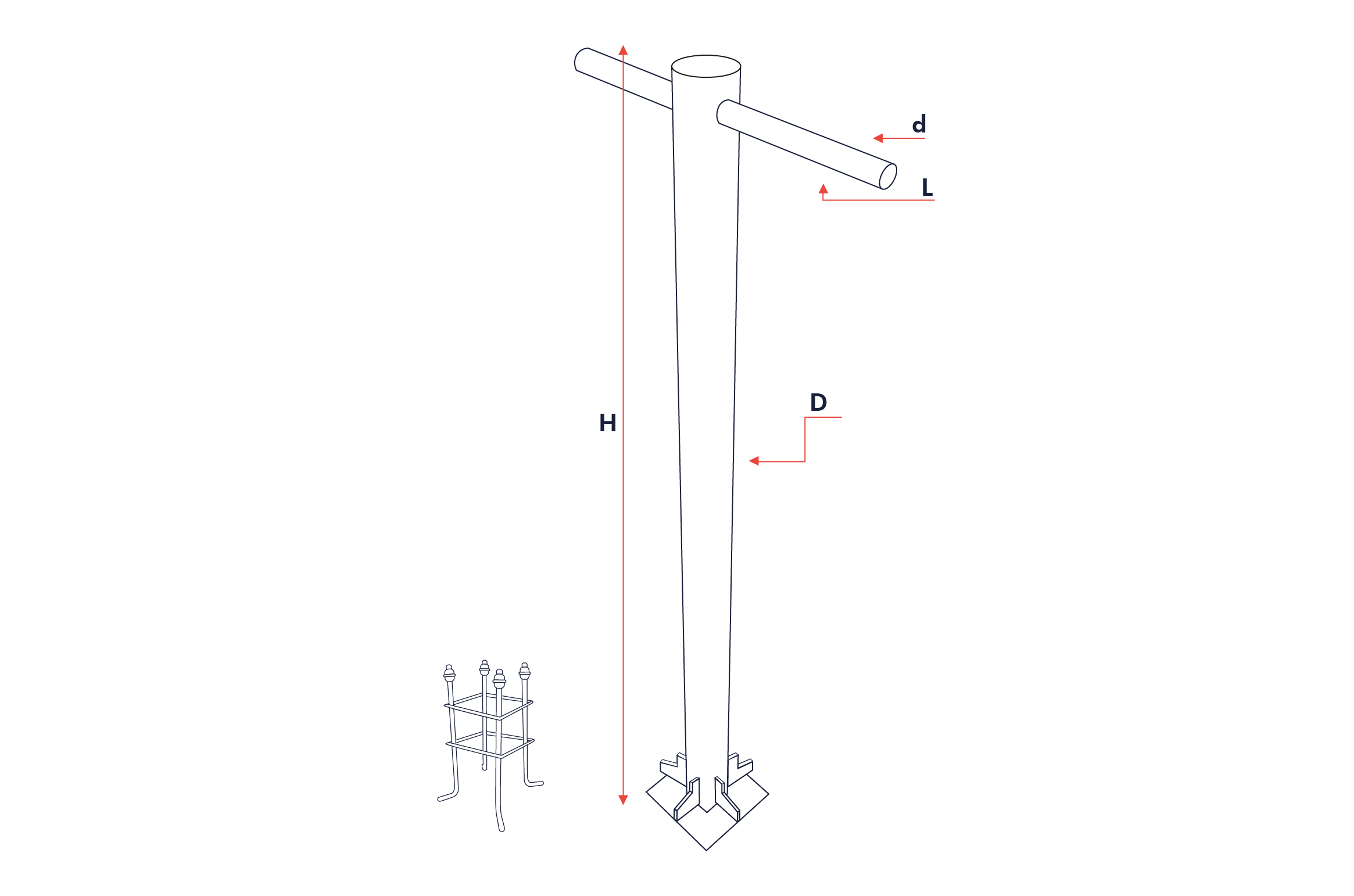 Poste metálico tubular 2 brazos